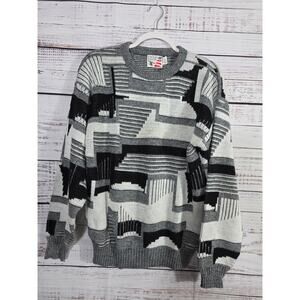 VTG Eagles Ridge Geometric Knit sweater 80/90s Made in USA mens size x-large